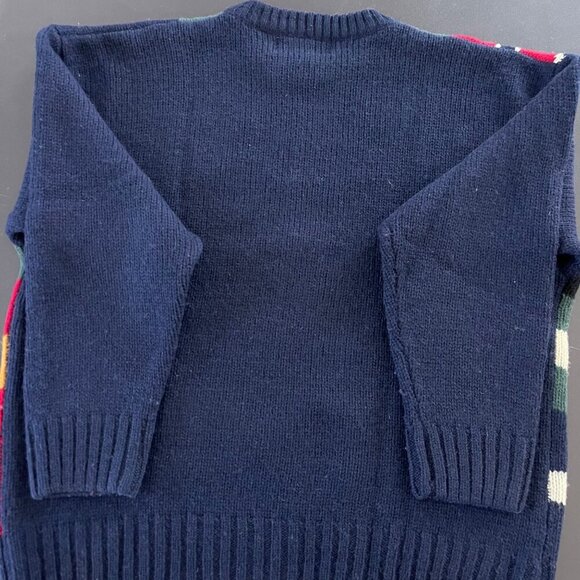 Vintage Y2K American Eagle Men Sweater Size XL 100% Wool Flag Patchwork Preppy - Picture 11 of 15